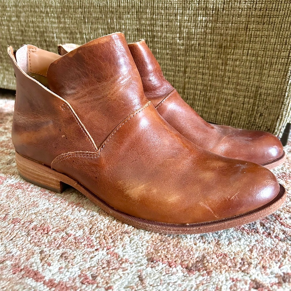 Kork-Ease Ryder Ankle Boots Rum Brown Leather Chukka Women's Size 9.5 Zip Up